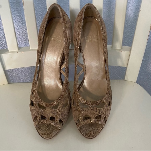 Stuart Weitzman Hurdle Peep Toe Wedge Sandal - Picture 3 of 11